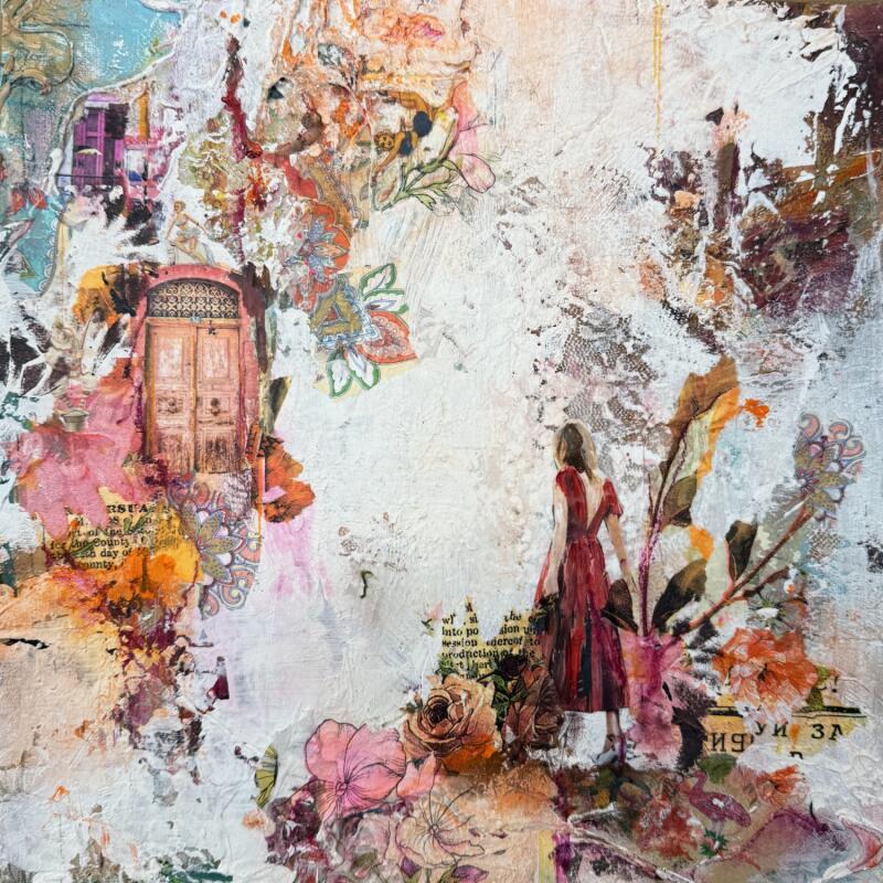 Painting Retenues en suspension by Bergeron Marie-Josée | Painting Abstract Acrylic, Gluing, Paper, Pastel, Posca