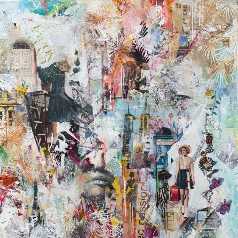 Painting Avec passion by Bergeron Marie-Josée | Painting Abstract Acrylic, Gluing, Paper, Pastel, Posca