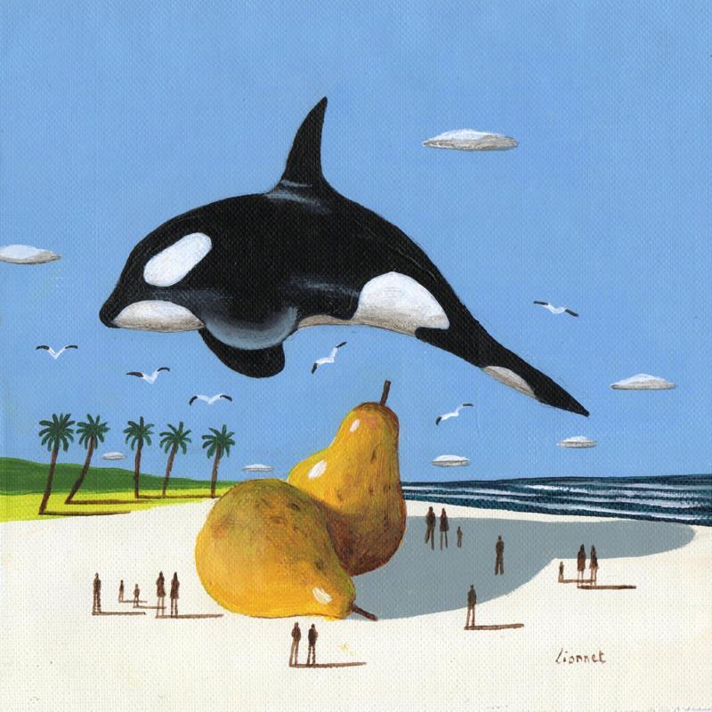 Painting Orque sur la plage by Lionnet Pascal | Painting Surrealism Acrylic Animals, Marine, Pop icons, Still-life