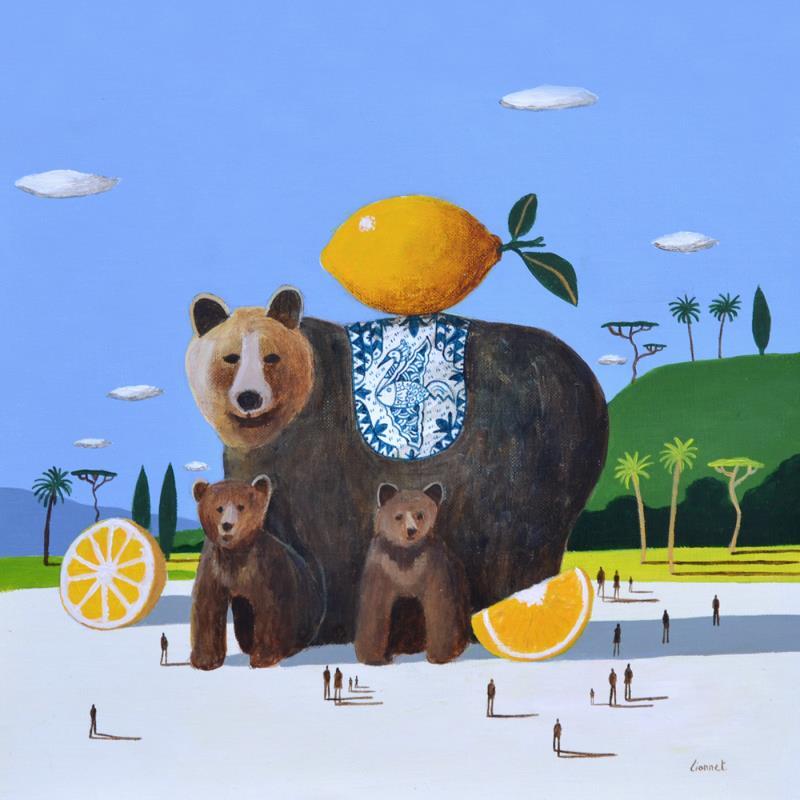 Painting Ours aux citrons by Lionnet Pascal | Painting Surrealism Acrylic Animals, Landscapes, Still-life