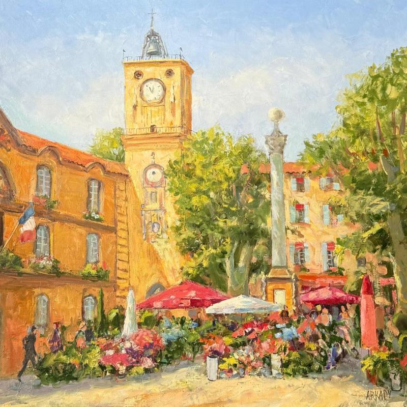 Painting Place de la mairie by Arkady | Painting Figurative Oil