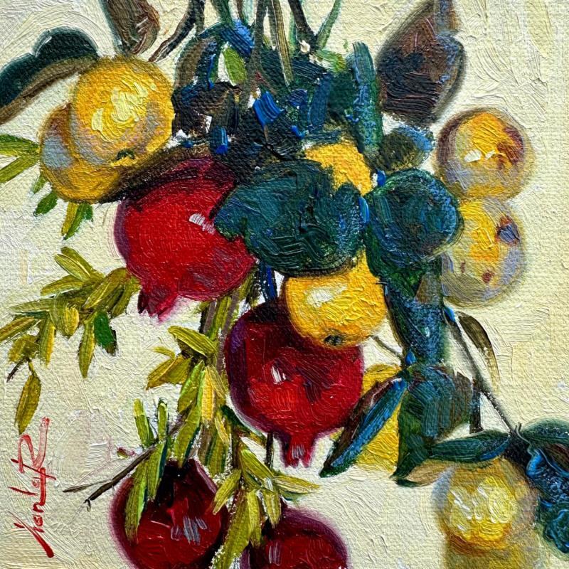 Painting Pomegranates  by Xanlar | Painting Impressionism Oil Still-life