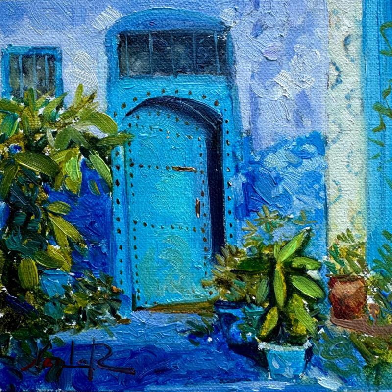 Painting  Blue door  by Xanlar | Painting Impressionism Oil Architecture, Nature, Urban