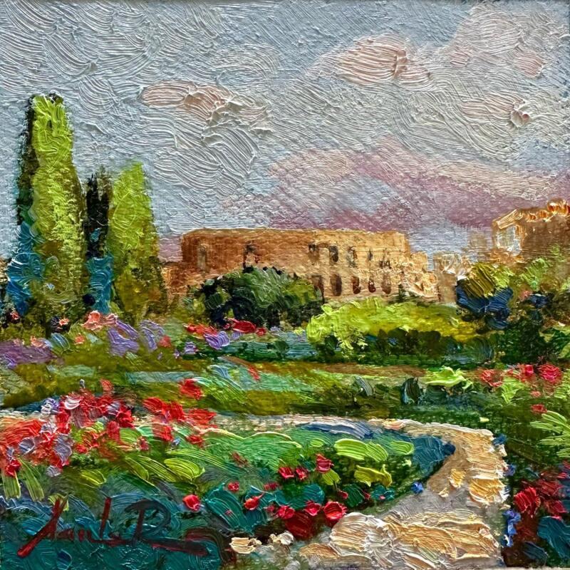 Painting Green Landscape  by Xanlar | Painting Impressionism Oil Architecture, Landscapes