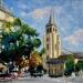 Painting Saint-Germain-des-Pres church  by Xanlar | Painting Impressionism Landscapes Nature Architecture Oil