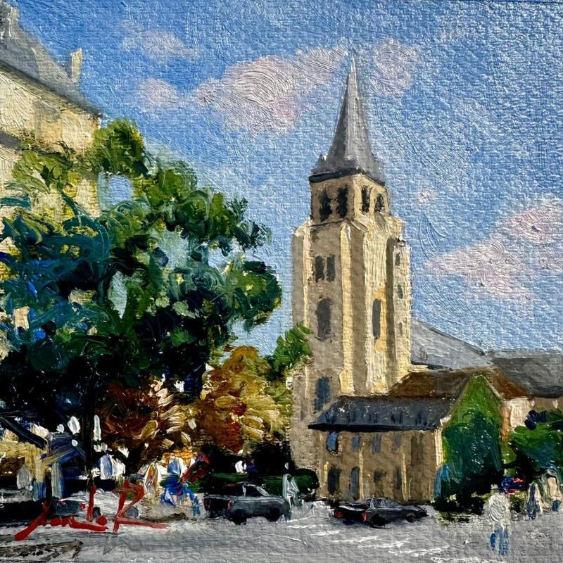Painting Saint-Germain-des-Pres church  by Xanlar | Painting Impressionism Landscapes Nature Architecture Oil