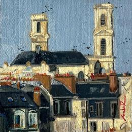 Painting  Saint-Germain Stories in Stone  by Xanlar | Painting Impressionism Oil Architecture, Urban