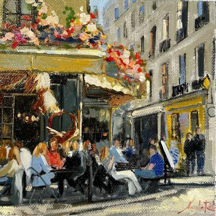Painting Parisian Whispers & Espresso by Xanlar | Painting Impressionism Oil Society, Still-life, Urban