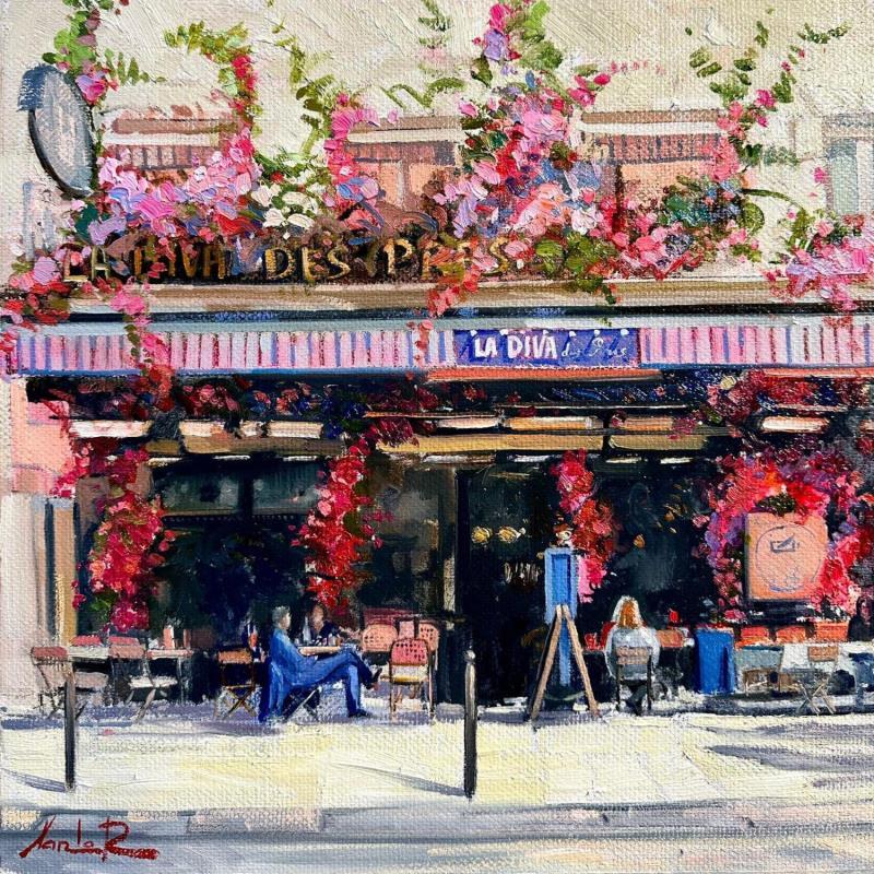 Painting Cafe La Diva des Paris  by Xanlar | Painting Impressionism Oil Landscapes, Life style, Urban