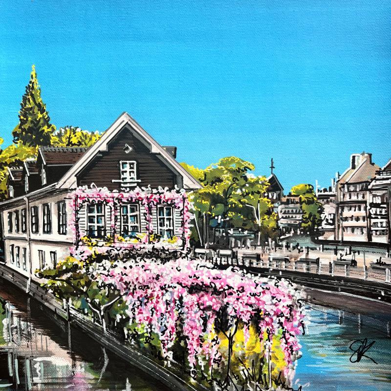 Painting Glycine et ciel bleu strasbourgeois by Touras Sophie-Kim  | Painting Realism Oil Still-life