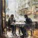 Painting Café à deux  by Klemensova Janetta  | Painting Figurative Society Life style Oil