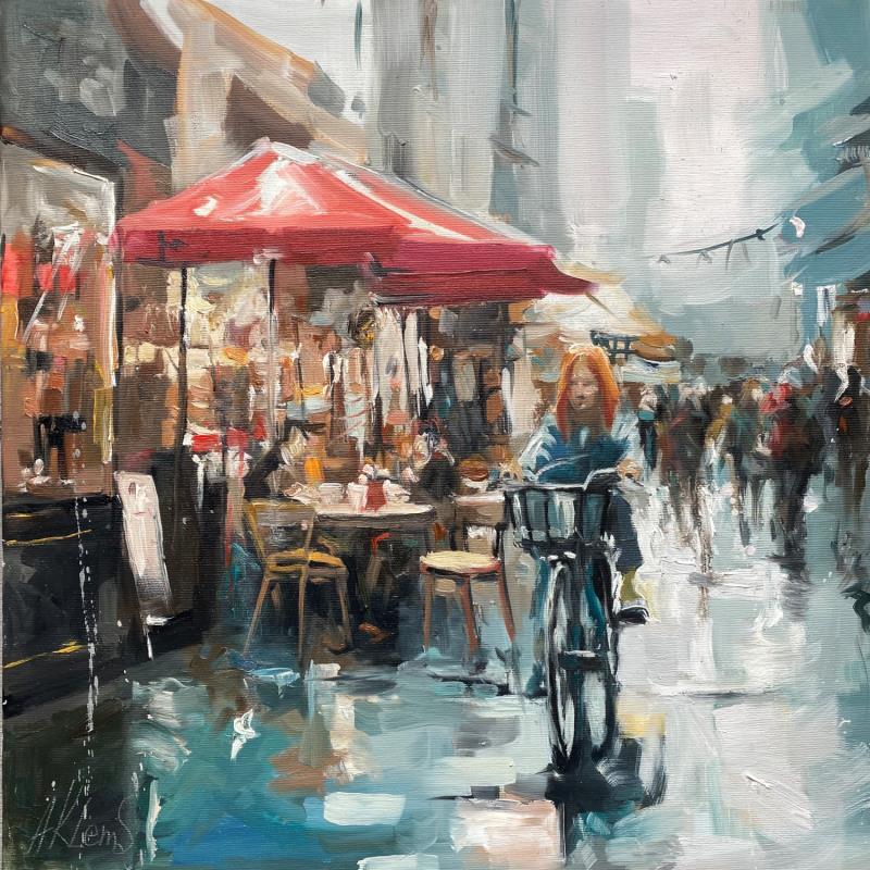 Painting Rue parisienne by Klemens Alexandr | Painting Figurative Oil Life style, Society, Urban