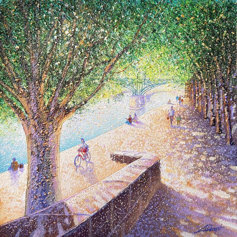 Painting Sous les arbres le long de la Seine  by Dessapt Alan | Painting Impressionism Acrylic, Oil Urban