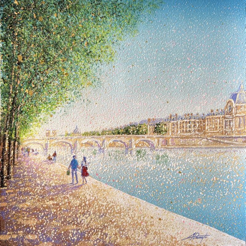 Painting Balade en bord de Seine by Dessapt Alan | Painting Impressionism Acrylic, Oil Urban