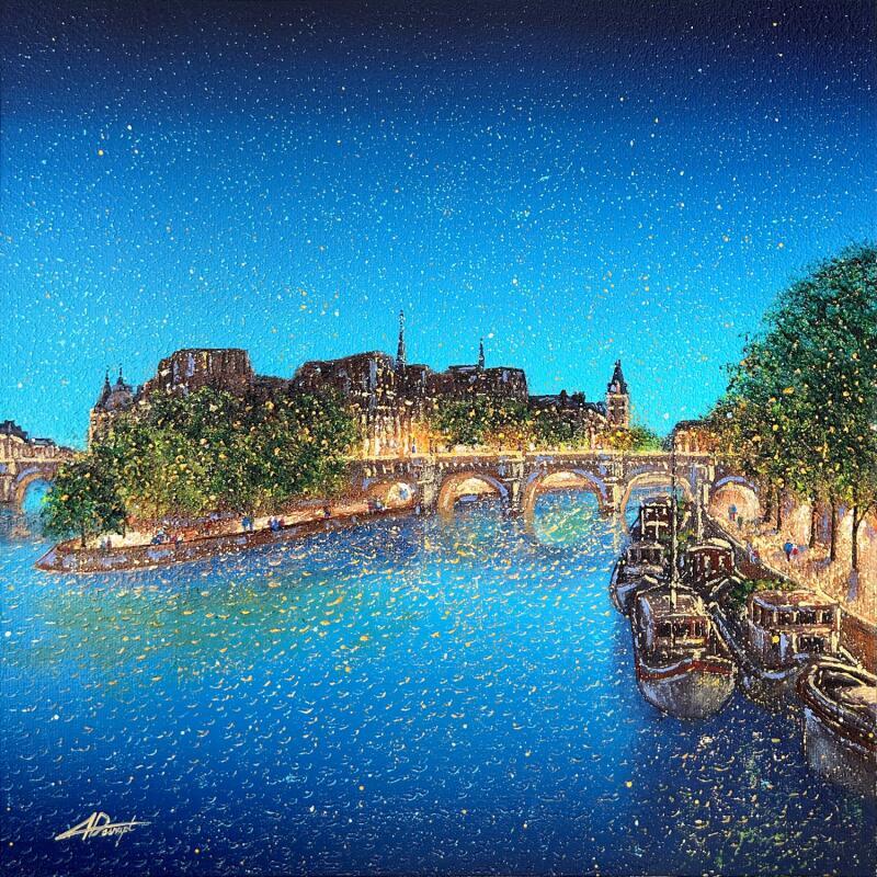 Painting Lueurs sur la Seine  by Dessapt Alan | Painting Impressionism Acrylic, Oil Urban