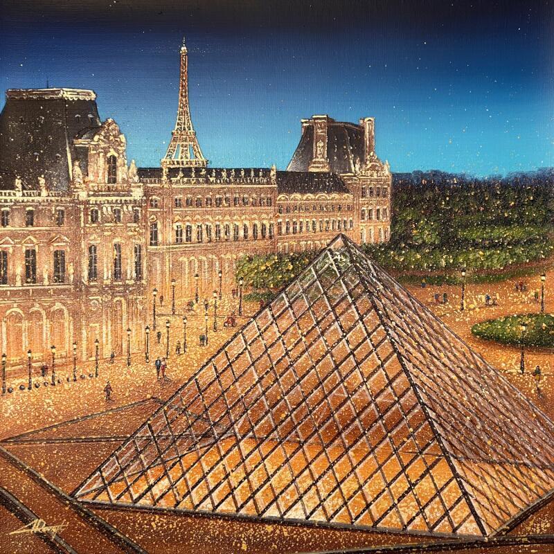 Painting Une nuit au Louvre  by Dessapt Alan | Painting Impressionism Acrylic, Oil Urban