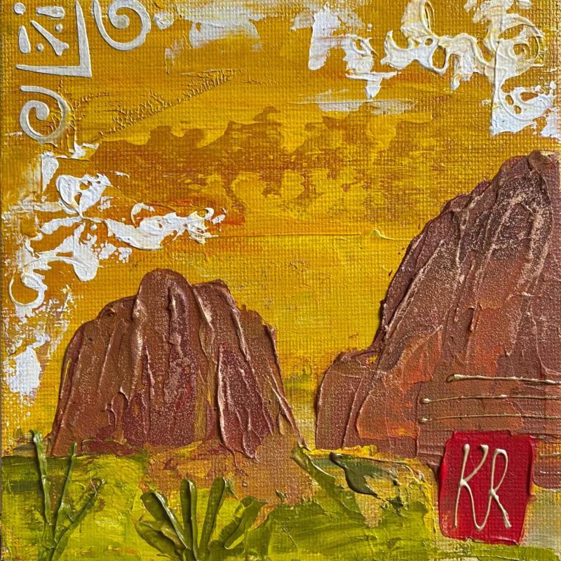 Peinture Red rock  par Romanelli Karine | Tableau Figuratif Acrylique, Pastel, Posca Nature, Paysages