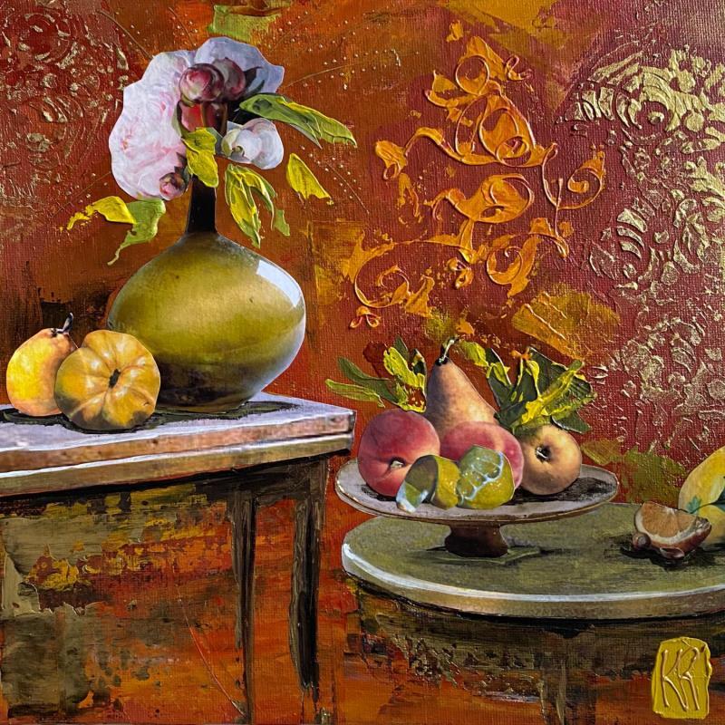 Painting Fruits from the garden I by Romanelli Karine | Painting Figurative Acrylic, Gluing, Paper, Pastel, Posca Nature, Still-life