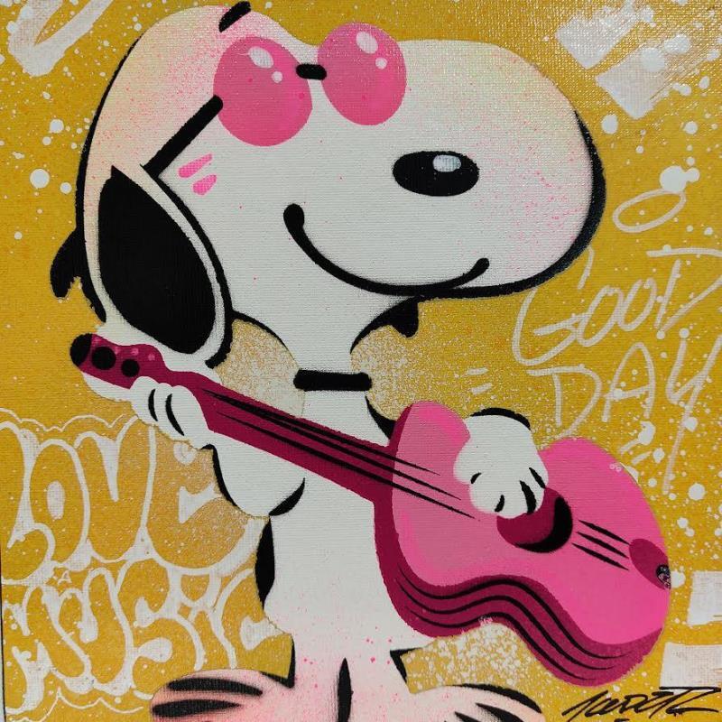 Peinture Snoopy Musichien par Kedarone | Tableau Pop-art Icones Pop Graffiti Acrylique