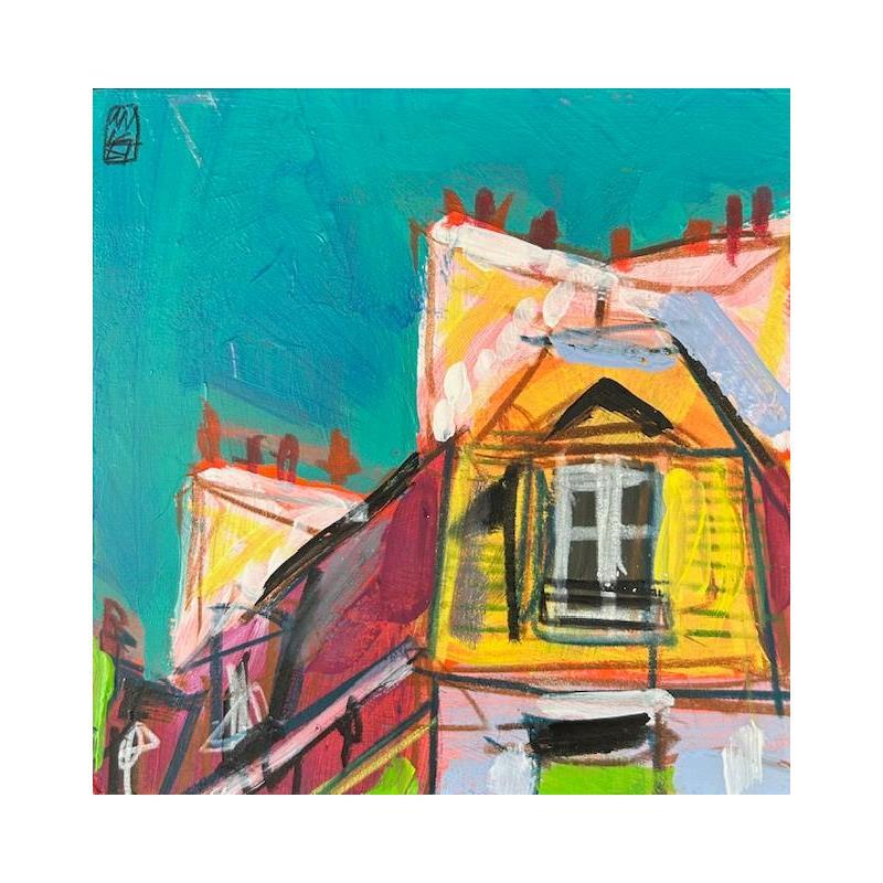 Painting On songe à l'été qui pointe by Anicet Olivier | Painting Figurative Acrylic, Pastel Architecture, Urban