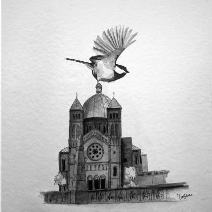 Painting St-Pierre - Strasbourg by Mü | Painting Figurative Ink Architecture, Black & White, Pop icons, Urban