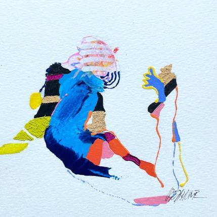 Peinture Je touche mes pieds par Cressanne | Tableau Figuratif Acrylique, Encre, Pastel, Sable Nu