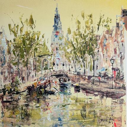 Painting the grace of golden light by Rodrigues Bené | Painting Figurative Acrylic Urban