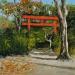 Painting Rueil, Torii au parc de l'amitié by Martin Laurent | Painting Figurative Society Nature Architecture Oil