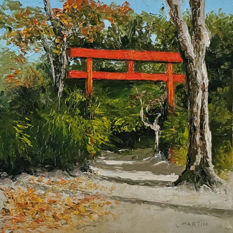 Painting Rueil, Torii au parc de l'amitié by Martin Laurent | Painting Figurative Oil Architecture, Nature, Society