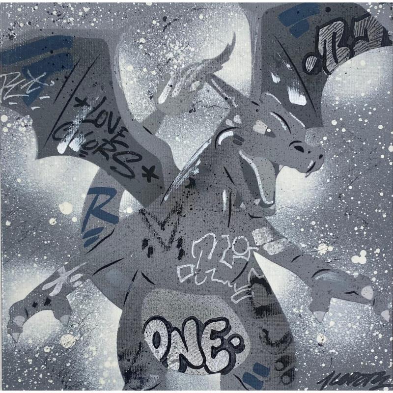 Painting Drac Gris by Kedarone | Painting Pop-art Acrylic, Graffiti Pop icons