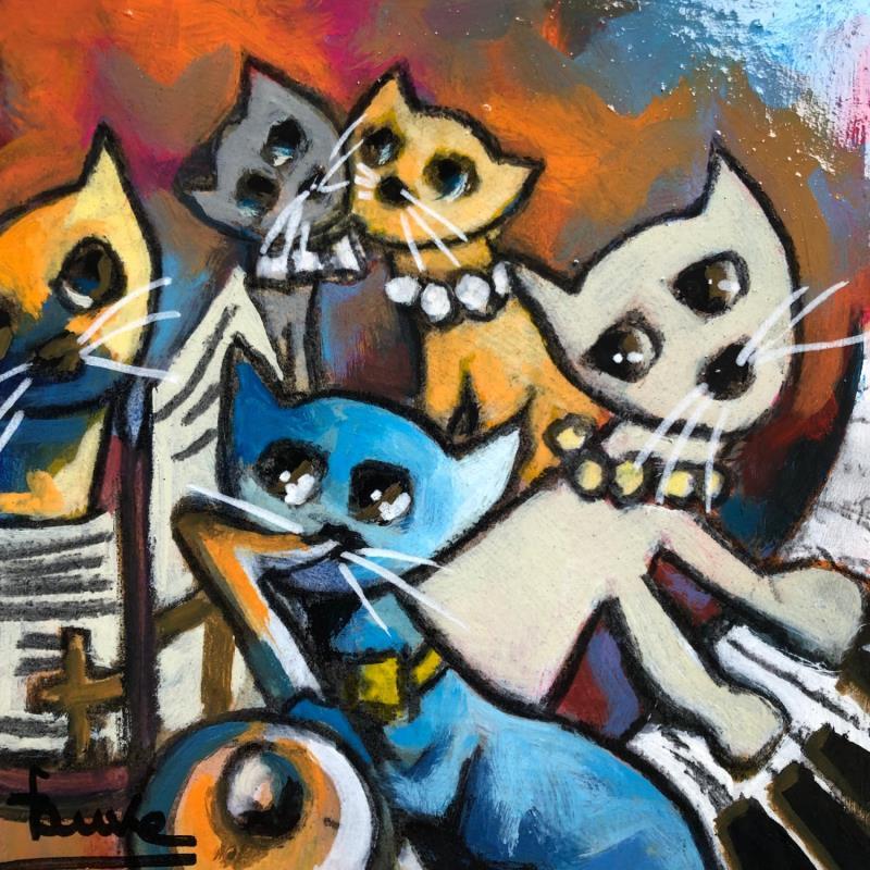 Painting Amours de chats  by Fauve | Painting Figurative Acrylic Animals