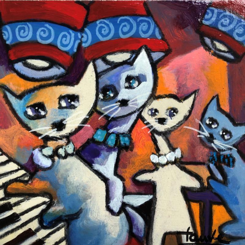 Painting Chats amoureux by Fauve | Painting Figurative Acrylic Animals