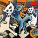 Painting C'est la fête  by Fauve | Painting Figurative Animals Acrylic