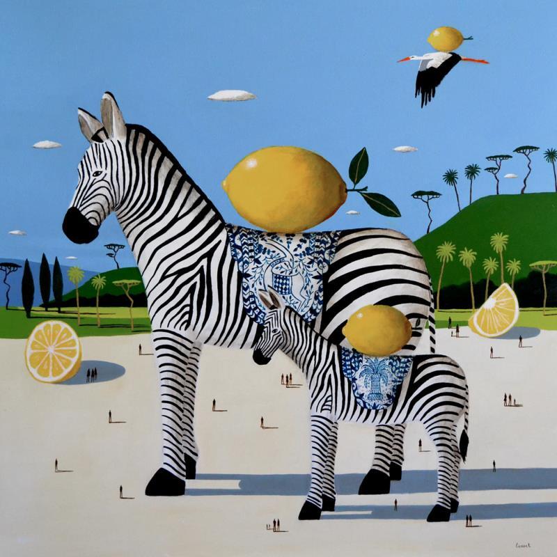 Painting Citrons by Lionnet Pascal | Painting Surrealism Acrylic Animals, Landscapes, Still-life