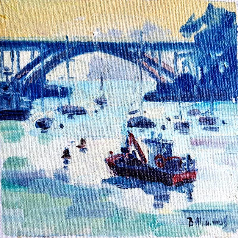 Painting F1 - la brume derriere le pont de Kerisper - 12x12cm by Aliamus Béatrice  | Painting Figurative Landscapes Oil