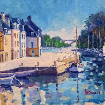 Peinture Le quai Franklin à Saint Goustan, Morbihan par Aliamus Béatrice  | Tableau Figuratif Huile Marine, Paysages