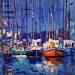Painting Escale de nuit dans le port de Vannes by Aliamus Béatrice  | Painting Figurative Landscapes Marine Sport Oil