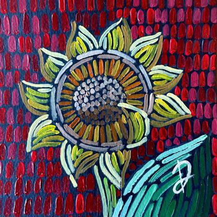 Painting Tournesol sur rouge by Dmitrieva Daria | Painting Impressionism Acrylic Nature