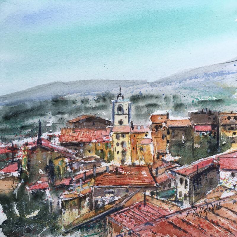 Painting Village d'Hyères  by Hoffmann Elisabeth | Painting Figurative Watercolor Landscapes, Marine, Pop icons, Urban