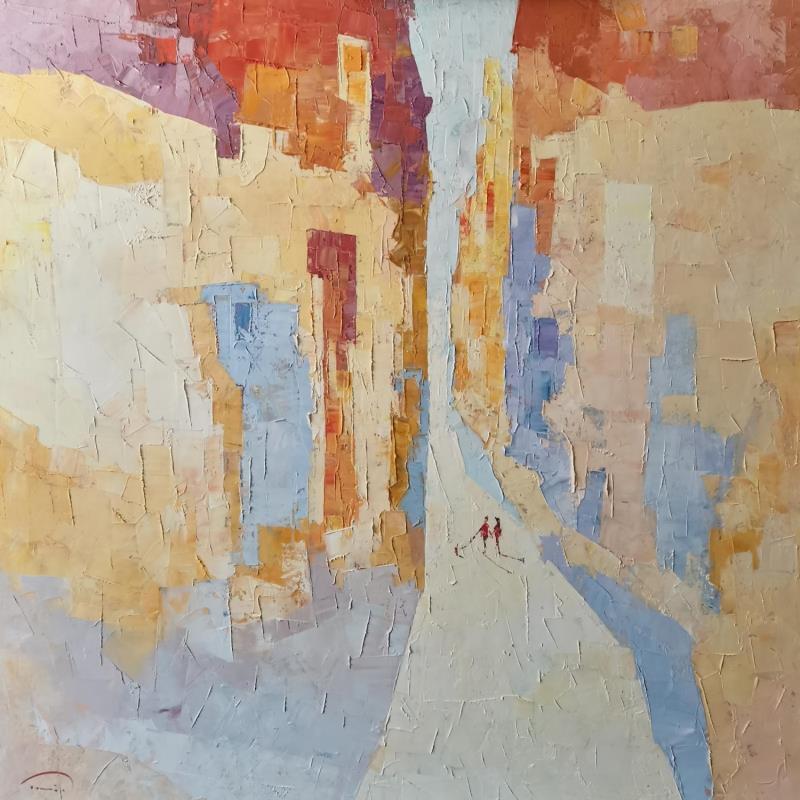 Painting Toi et moi by Tomàs | Painting Abstract Oil Life style, Society, Urban