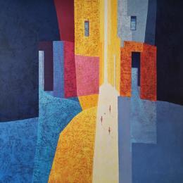 Painting Une journée d'été by Tomàs | Painting Abstract Oil Life style, Society, Urban