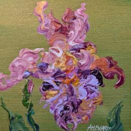 Gemälde Iris rose et mauve von Amblard Florence | Gemälde Impressionismus Acryl Natur