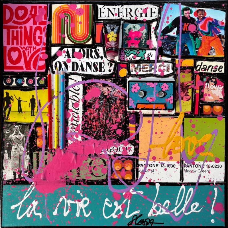 Painting La vie est belle by Costa Sophie | Painting Pop-art Acrylic, Gluing, Upcycling