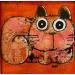 Painting Grands yeux by Maury Hervé | Painting Raw art Animals Acrylic Ink Sand Paper Pigments