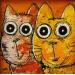 Painting Orange et jaune by Maury Hervé | Painting Raw art Animals Acrylic Ink Sand Paper Pigments