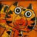 Painting Chat-tigre! by Maury Hervé | Painting Raw art Animals Acrylic Ink Sand Paper Pigments