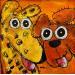 Painting Salut, toi! by Maury Hervé | Painting Raw art Animals Acrylic Ink Sand Pigments