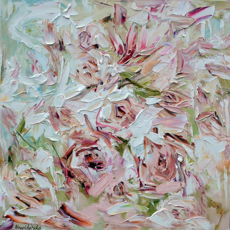 Painting Roses blanches by Novokhatska Olga | Painting Abstract Oil Nature
