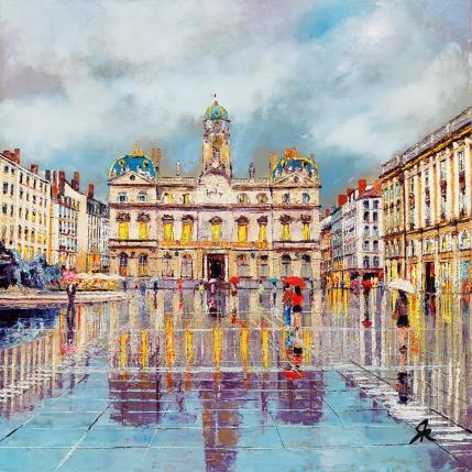 Peinture    REFLETS PLACE DES TERREAUX             Rigaux 50x50 No Name 112-1477-20250205-1 par Rigaux Régis | Tableau Figuratif Huile Urbain