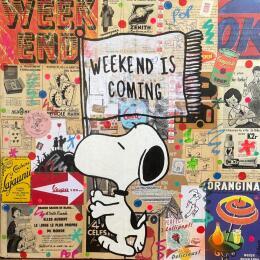 Painting Week end is comming by Kikayou | Painting Pop-art Acrylic, Gluing, Graffiti Pop icons